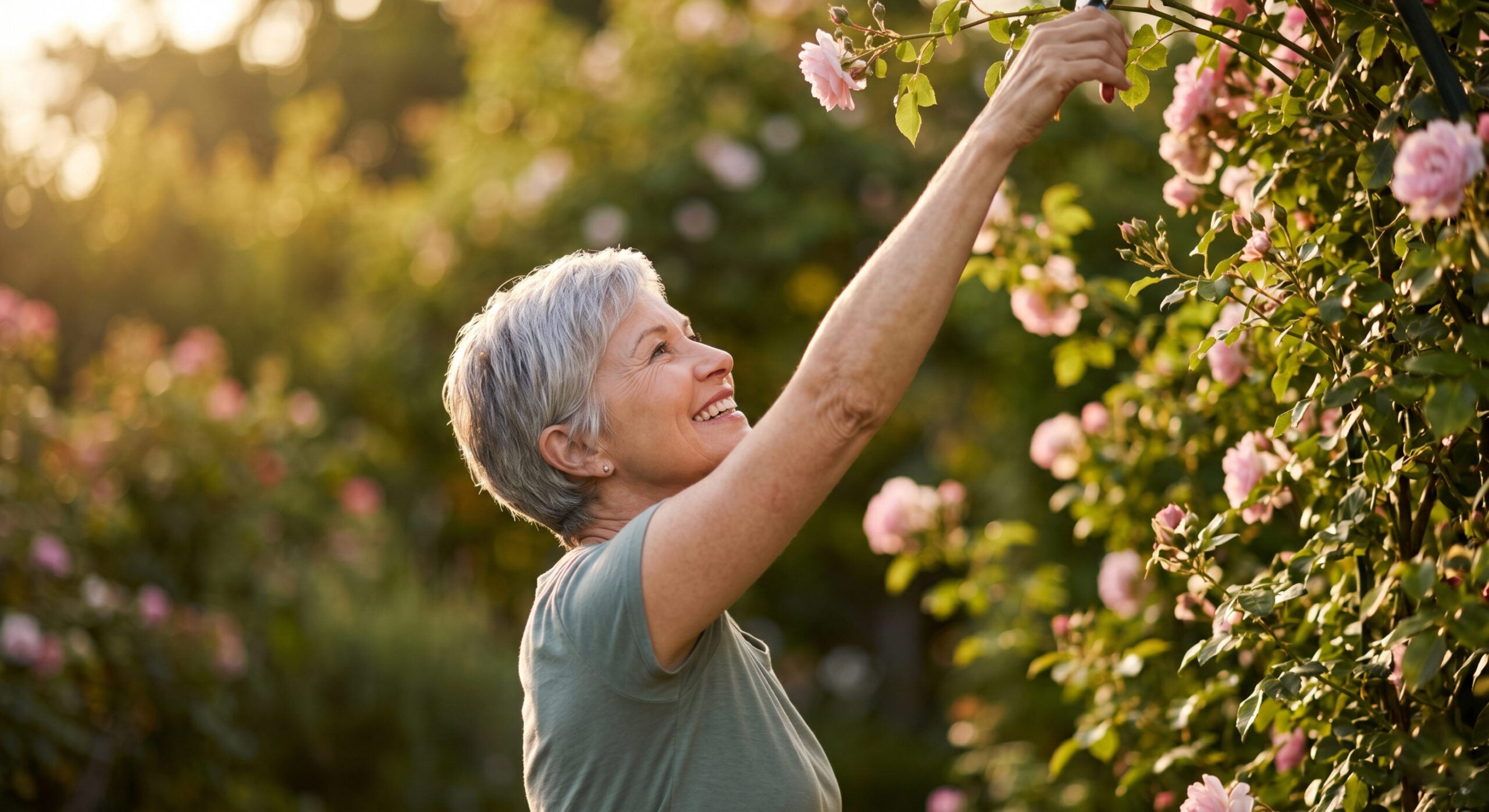 Active 60-year-old moving freely and confidently outdoors
