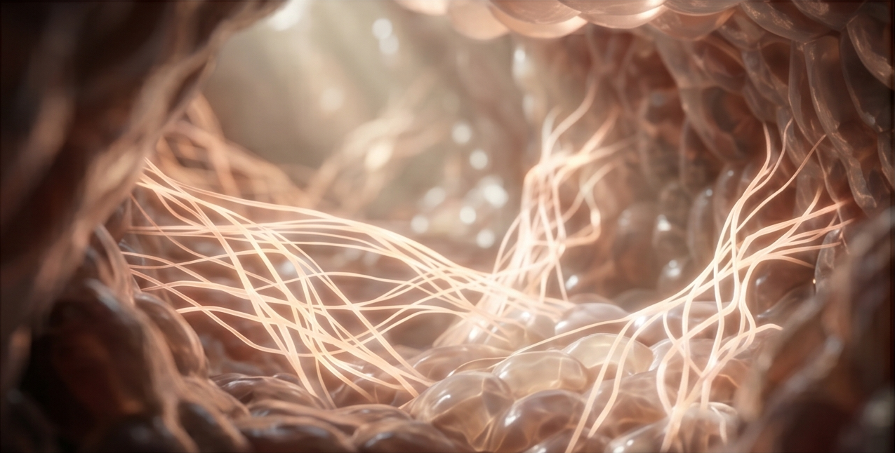 Scientific cross-section of healthy skin layers showing active cellular regeneration